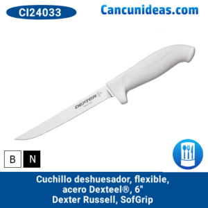 Cuchillo deshuesador, flexible, acero Dexteel®, 6″, Dexter Russell, SofGrip, CI24033 / SG136F-PCP