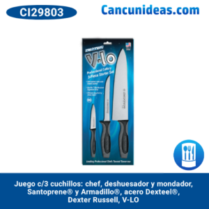 Juego c/3 cuchillos: chef, deshuesador y mondador, Santoprene® y Armadillo®, acero Dexteel®, Dexter Russell, V-Lo, CI29803 / V3CP