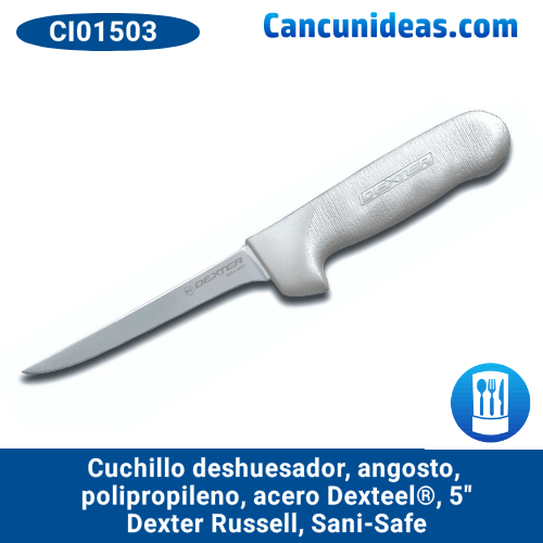 Cuchillo deshuesador, angosto, polipropileno, acero Dexteel®, 5", Dexter Russell, Sani-Safe, CI01503 / S135N-PCP
