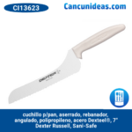 Cuchillo p/pan, aserrado, rebanador, angulado, polipropileno, acero Dexteel®, 7″, Dexter Russell, Sani-Safe, CI13623 / S163-7SC-PCP