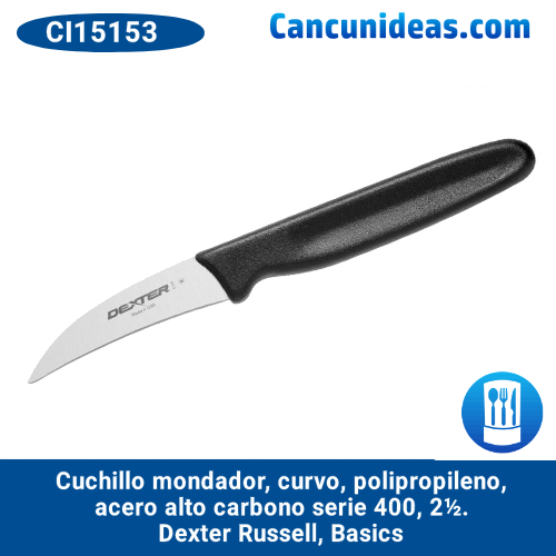 Cuchillo mondador, curvo, polipropileno, acero al carbono, Serie 400, 2½", Dexter Russell, Basics, CI15153 / S102B