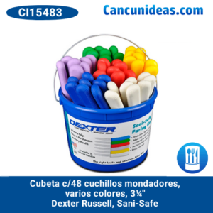 Cuchillos mondadores, cubeta c/48, varios colores, polipropileno, acero Dexteel®, 3¼", Dexter Russell, Sani-Safe, CI15483 / S104-48B