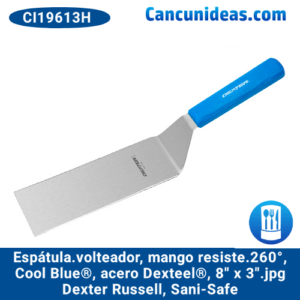 Espátula/volteador p/hamburguesa, esq/rectas, mango resiste/260°, acero Dexteel®, 8" x 3", Dexter Russell, Cool Blue®, CI19613H / S286-8SQH-PCP