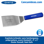 Espátula/volteador p/hamburguesa, mango resiste/260°, acero Dexteel®, 4" x 3", Dexter Russell, Sani-Safe, Cool Blue, CI19713H / S285-3H-PCP