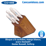 Bloque c/6 cuchillos, mango blanco, acero Dexteel®, Dexter Russell, SofGrip, CI21008 / HSG-3