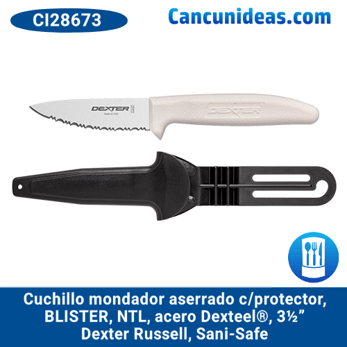 Cuchillo mondador, aserrado c/funda/protector, NTL, acero Dexteel®, 3½", Dexter Russell, Sani-Safe, CI28673 / S151SC-GWEC