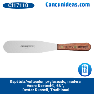 Espátula/volteador, p/glaseado, madera, acero Dexteel®, 6½", Dexter Russell, Traditional, CI17110 / S2496½