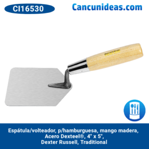 Espátula/volteador, p/hamburguesa, mango madera, acero Dexteel®, 4" x 5", Dexter Russell, Traditional, CI16530 / 1515