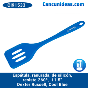 Espátula, ranurada, silicón, resiste/260º, 11.5″, Dexter Russell, Cool Blue, CI91533 / 91533