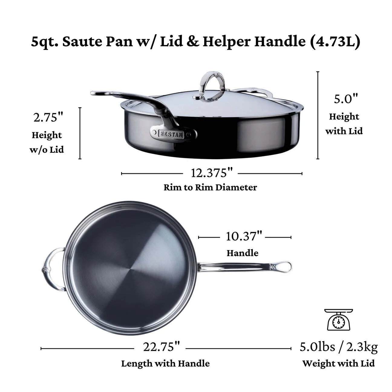 Sartén salteadora recta, c/tapa y mango extra, Hestan, Nanobond, CS495 (2 versiones) - Image 12